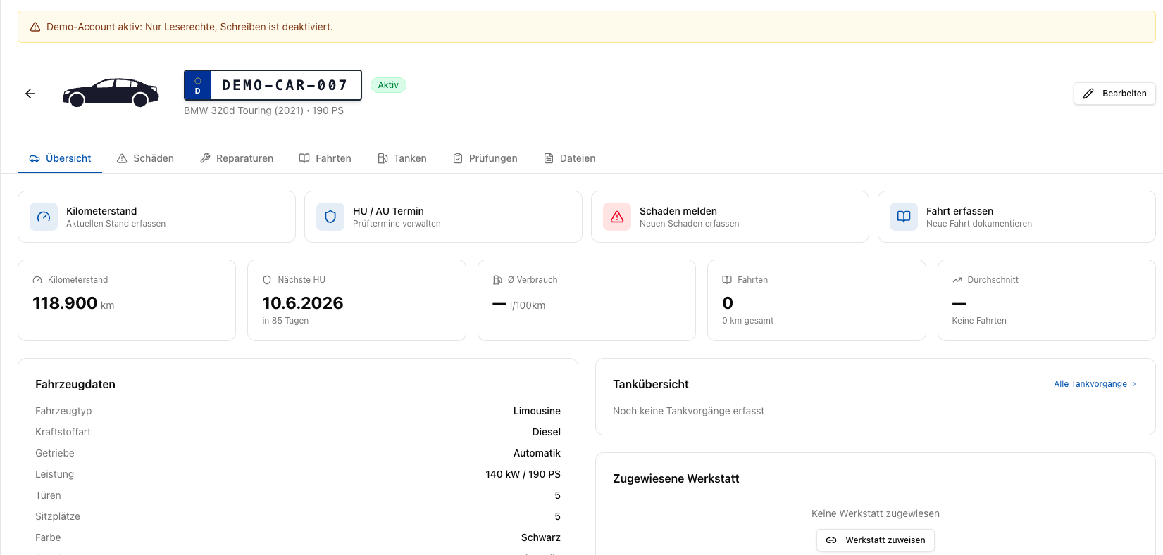 Fleetfinity Wartungsplanung Features
